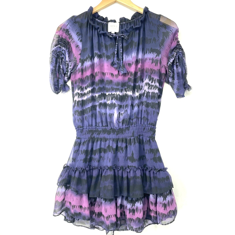 Misa Los Angeles Tie Dye Print Layered Short Sleeve Mini Dress Size XS Revolve